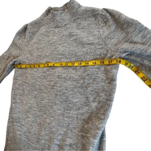 A Loves A Wool Blend Mock Neck Long sleeve Pleated Puff Shoulder S Gray - Picture 8 of 11